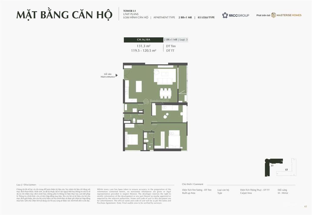 Masterise cao xà lá căn hộ 3n2vs 120m2 view nội khu giá 15 tỷ vốn nhận nhà 30%