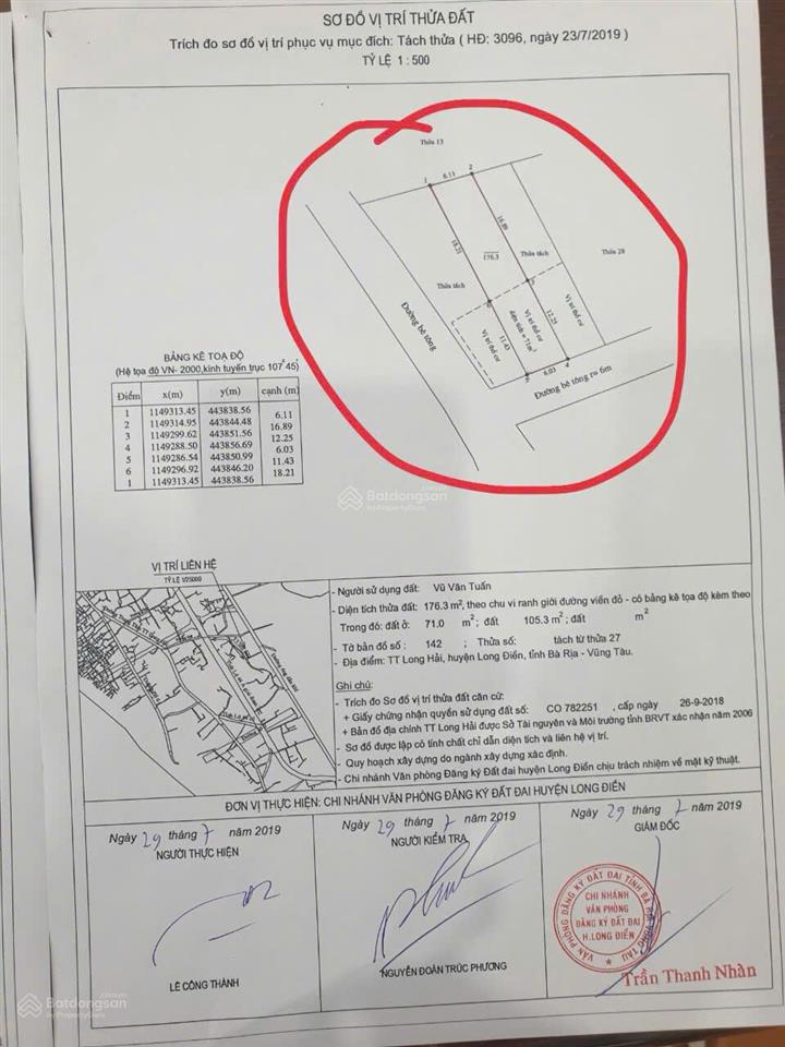 Bán đất long hải gần biển có 176,3 m² thổ cư sổ riêng thích hợp đầu tư nghỉ dưỡng