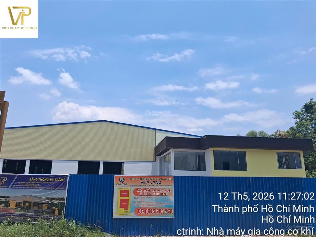 Cho thuê nhà xưởng quy mô lớn  vị trí đẹp tại đường bình mỹ 38, phường bình cơ, tp.hcm