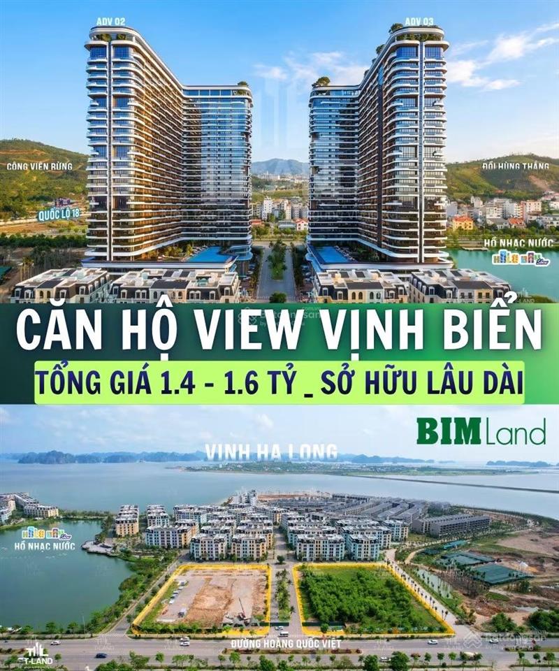 Prima hạ long 1,4 tỷ, căn hộ view vịnh tổng giá 1,6 tỷ/căn (chưa trừ chính sách)