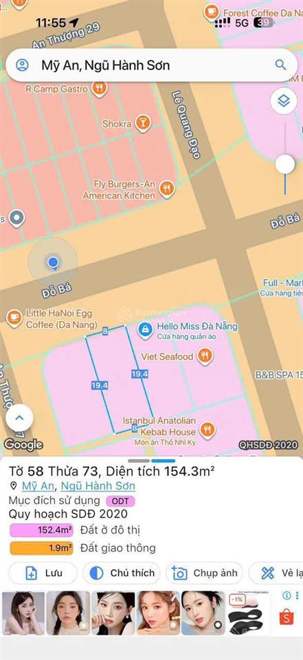 Chuyển nhượng đất biển mỹ khê  đỗ bá 155m2 sát biển 53,5 tỷo94.8o1.3ooo