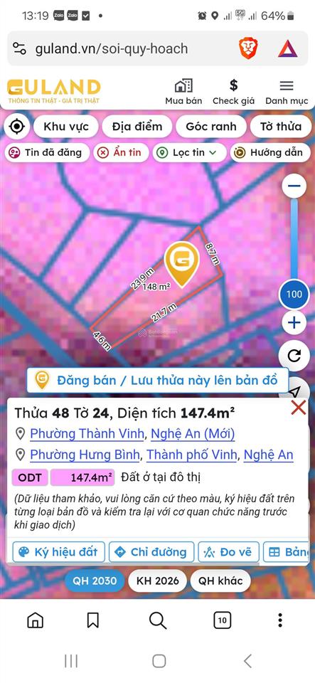 Đất trung tâm tp vinh mặt đường ngô tuân nối đường kim đồng và lý thường kiệt mới, dt 147m2