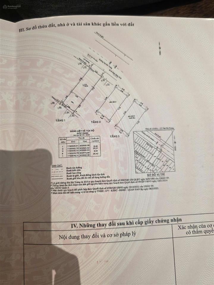Siêu phầm hai bà trưng quận 3, dt 8,5mx26m 3 tầng, đối diện cv lê văn tám, giá chỉ 175 tỷ