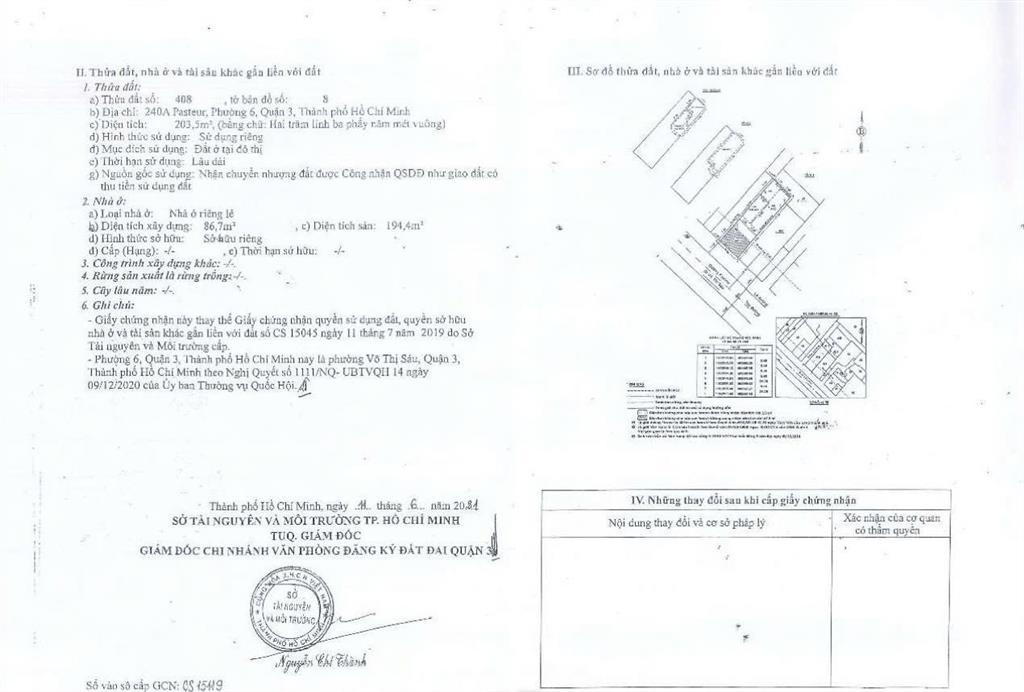 Bán 2 mặt tiền 240a240b pasteur quận 3, dt 9x37m nở hậu 18m, kết cấu 2 tầng, 220 tỷ