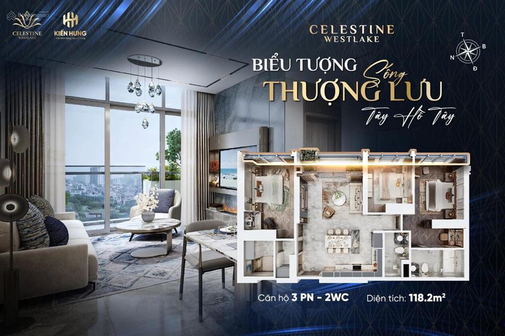 Chỉ 17ty! bán căn hộ 3pn  2wc tại khu biệt thự vườn đào, dự án celestine westlake