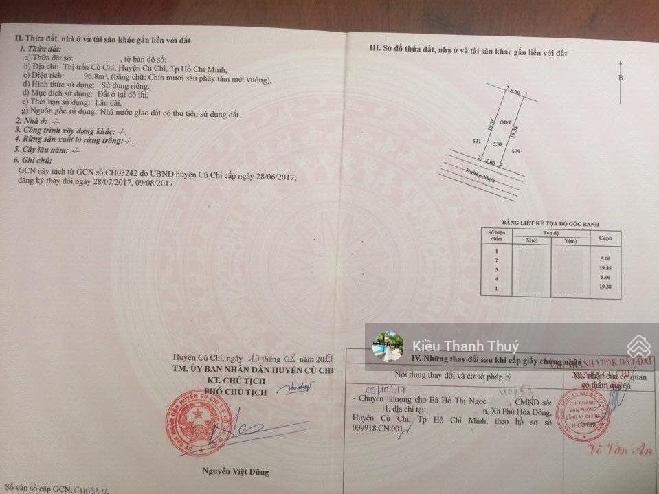 Chủ thu hồi vốn bán gấp lô đất cách thị trấn củ chi 300m. đ. nguyễn văn khạ. dt 97m2/1,1 tỷ. shr