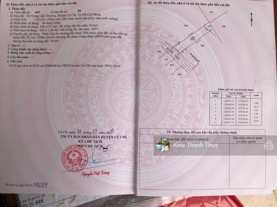 Bán lô đất 116m2/ gía 1 tỷ. đ.võ văn điều, trung lập thượng. sổ hồng. ngay chợ trung lập thượng