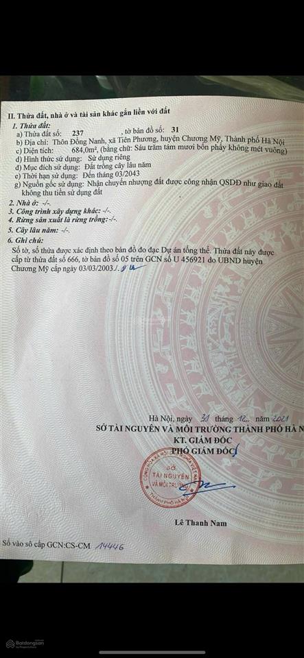 Bán đất 984m2 tại tiên phương, huyện chương mỹ, hà nội, giá siêu hời 6,15 tỷ