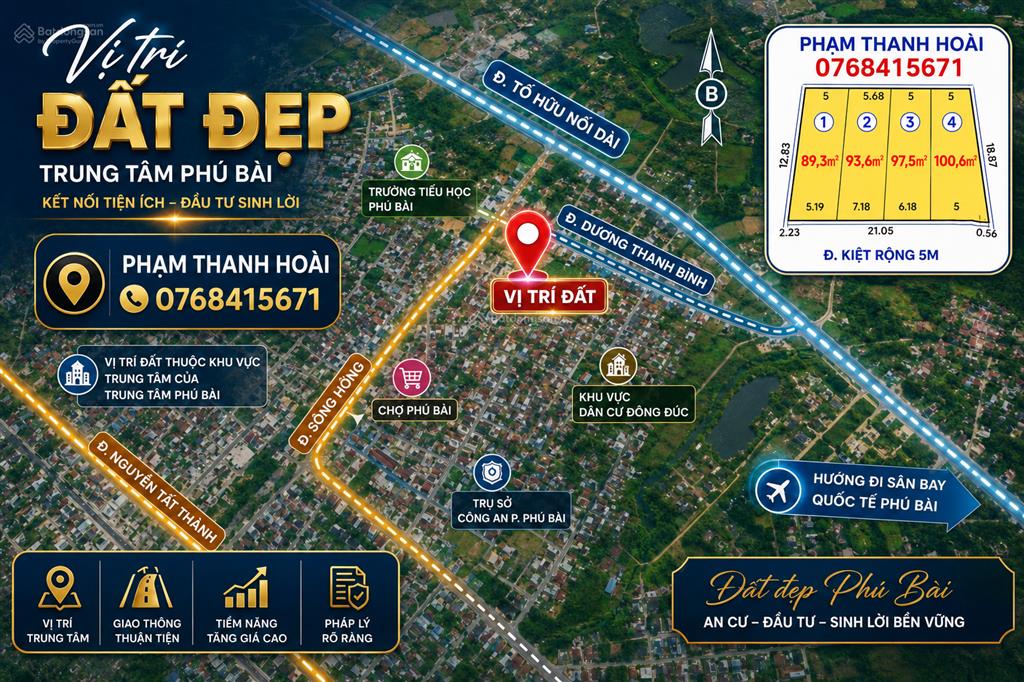 Đất đẹp trung tâm phú bài giá chỉ từ 1 tỷ x x x