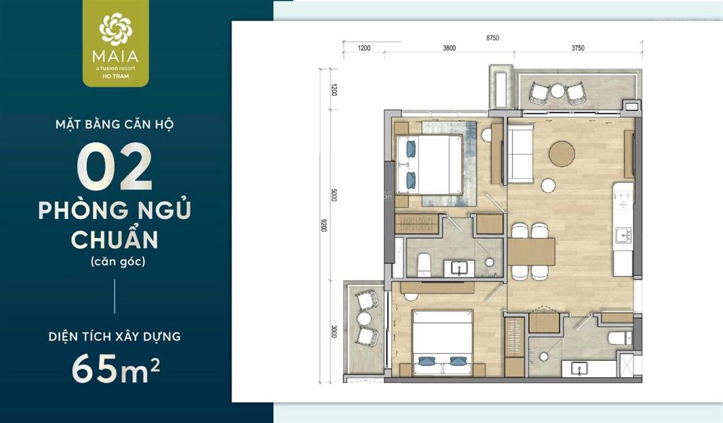 Căn hộ 2pn trực diện view biển maia resort hồ tràm  thiết kế cao cấp sống thượng lưu chỉ 4.9 tỷ