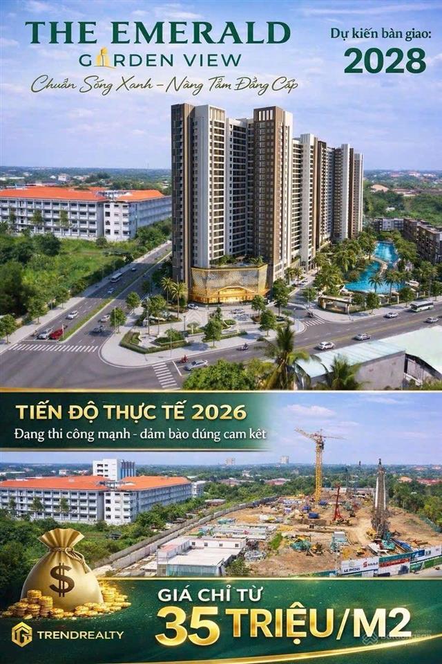 2pn giá 36,5 triệu/m2 tại the emerald garden view, hưng định, bình dương