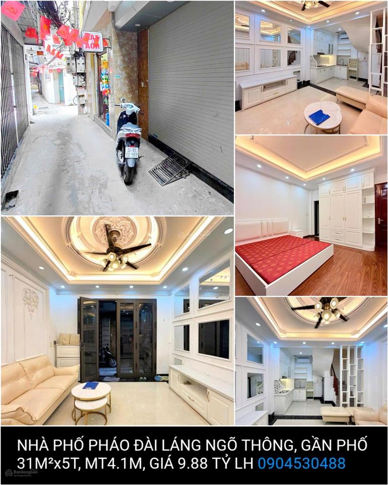 Nhà phố pháo đài láng ngõ thông, gần phố 31mx5t, mt4.1m, giá 9.88 tỷ  0904 530 ***