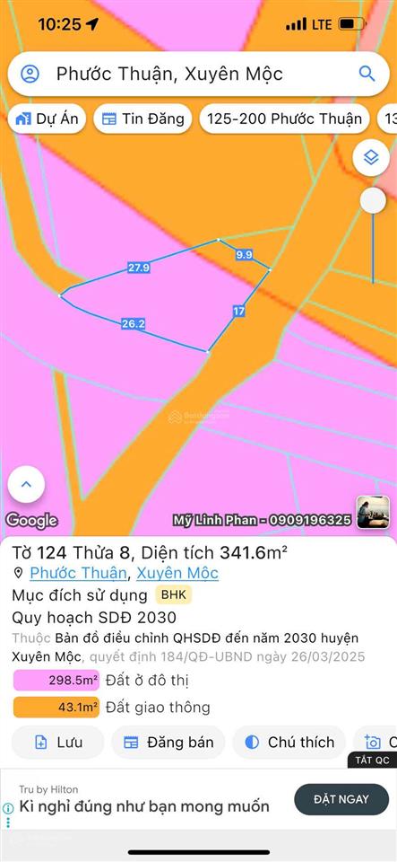 View suối + mặt tiền oda 311m, giá tốt hồ tràm 5,5 tỷ !