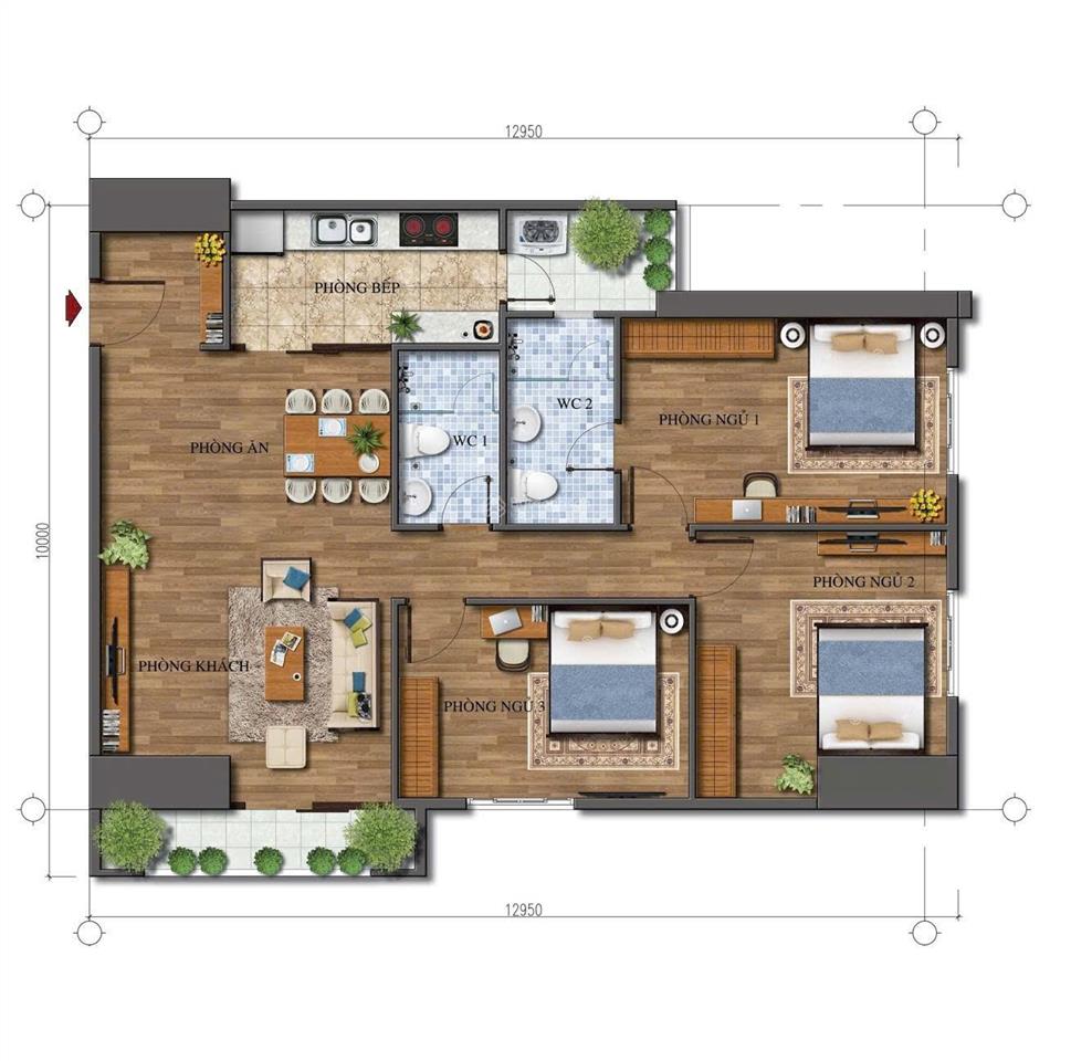 Căn 3n2wc  ecolife tây hồ 107m tầng trung full nt, bc n giá 12 tỷ bao phí (chuẩn giá) có tl