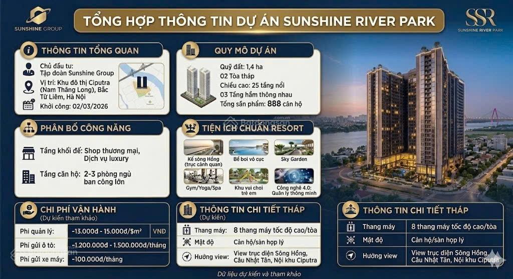 Hot!! chỉ từ 104tr/1m2 sở hữu căn hộ hạng sang sunshine river park.  0846 649 ***