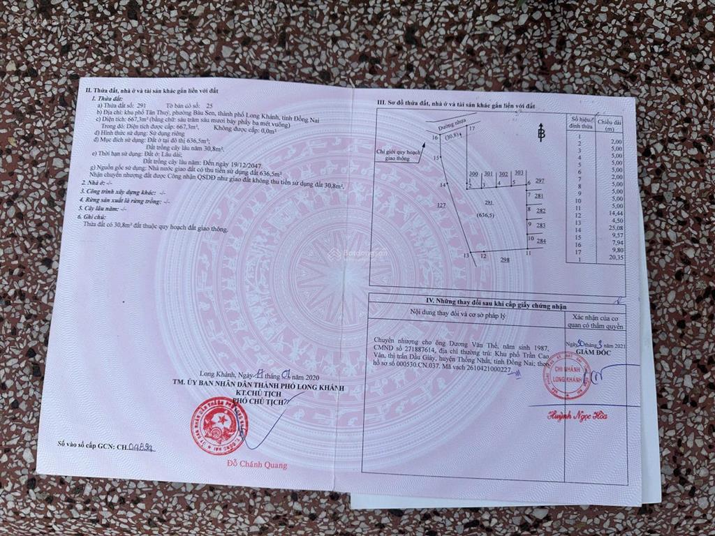 Bán đất tại phường xuân lập, thành phố long khánh, đồng nai, 5,2 tỷ, 667 m2 hot!