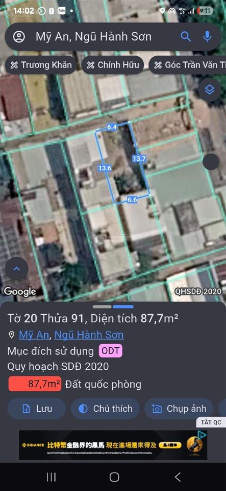 Kiệt an thượng 14, dt 87.7m2, ngang 6.6m trục thông châu thị vĩnh tế. giá 113tr/m2 tlcc