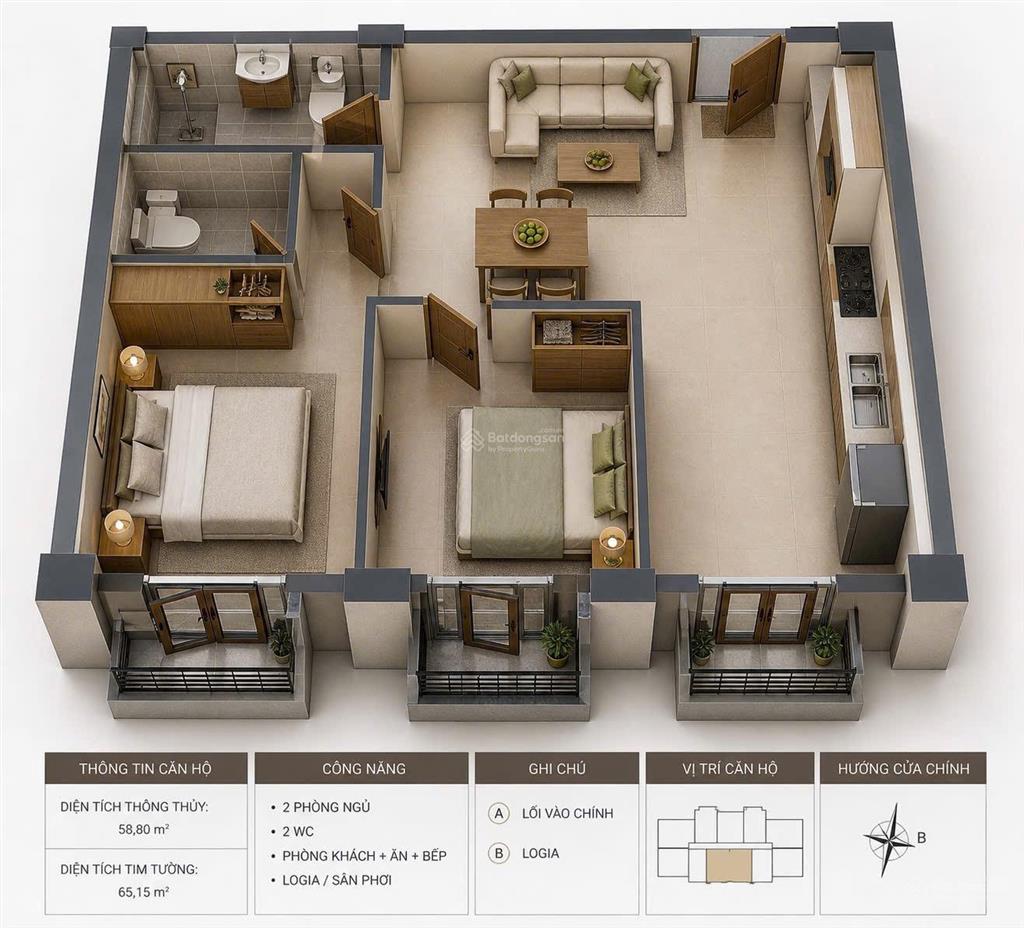 Bán cc hoàng huy new city, 800 triệu, 45.6m2, 2pn, 1wc, full nội thất