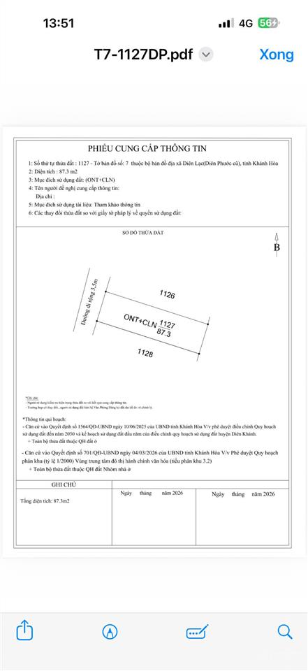 Đất bán tại diên thọ, 690 triệu, 87m2, pháp lý đầy đủ, hướng tây bắc