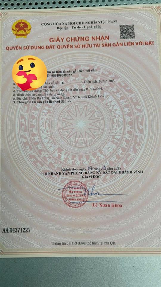 Bán lô đất tại cầu bà khánh vĩnh đất rsx