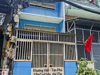 Bán nhà khuông việt tân phú 53mx2 tầng nở hậu dài 17m, hẻm xe tải 6m, dòng tiền 8 tr, 6.4 tỷ tl