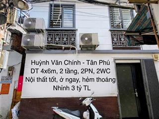 1 xẹp huỳnh văn chính, tân phú, 24m2 x 2 tầng, giá 3.6 tỷ tl