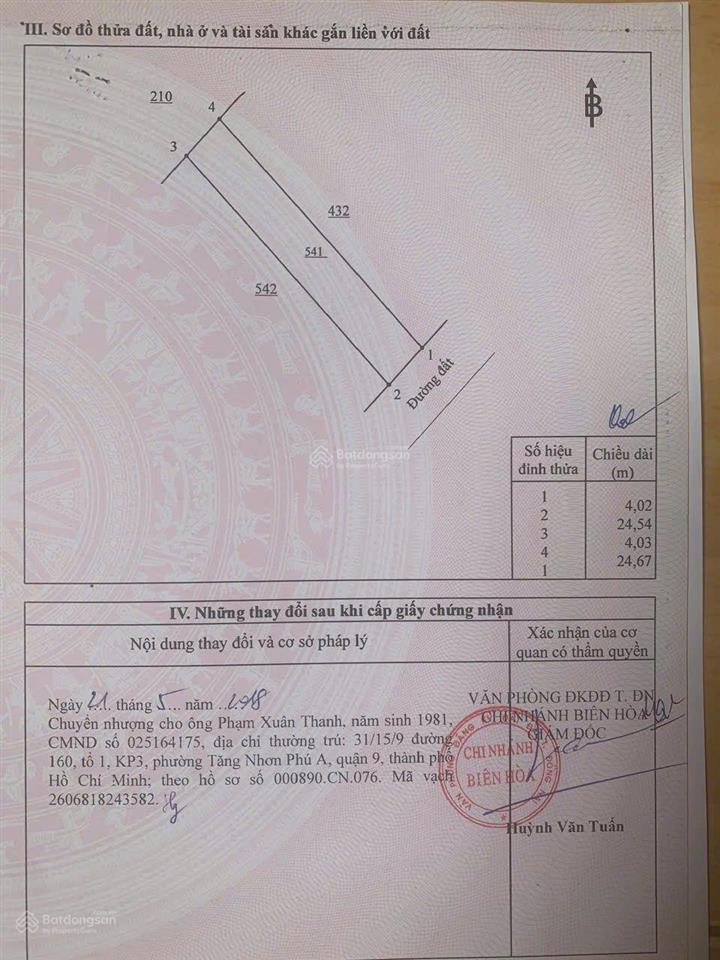 Bán đất thổ cư mặt tiền đường nhựa  kdc thiên niên kỷ hóa an