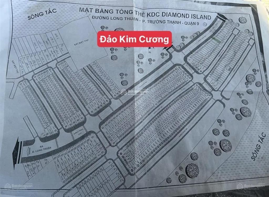 Cần bán nhanh lô đất trục chính đường 30m  91.2 m2 dự án đảo kim cương trường thạnh