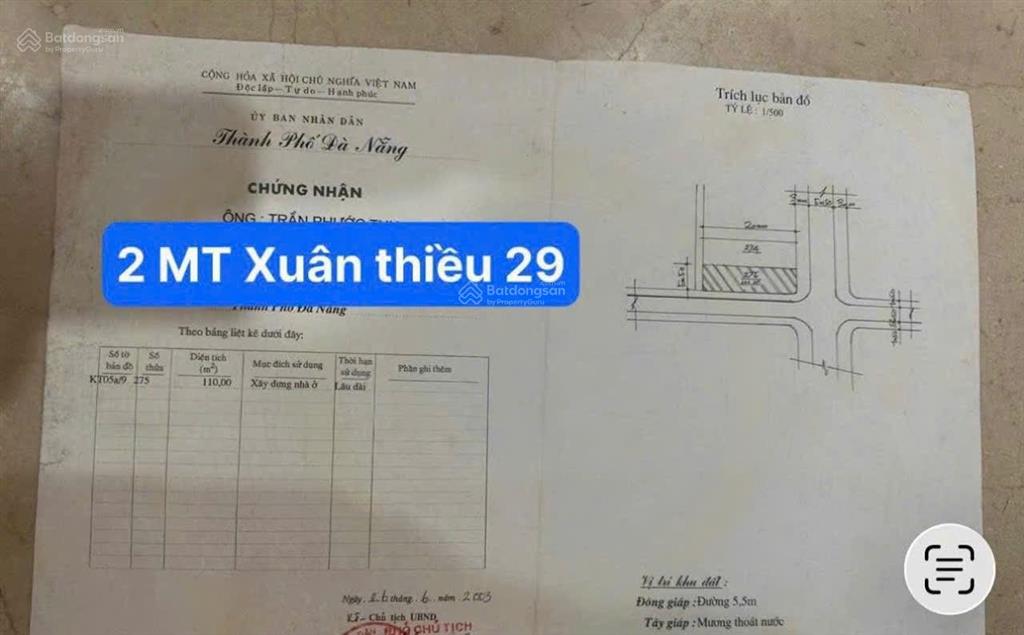 Mình chính chủ cần bán lô góc 2 mt đường xuân thiều 29 , hòa hiệp nam. song song nguyễn tất thành