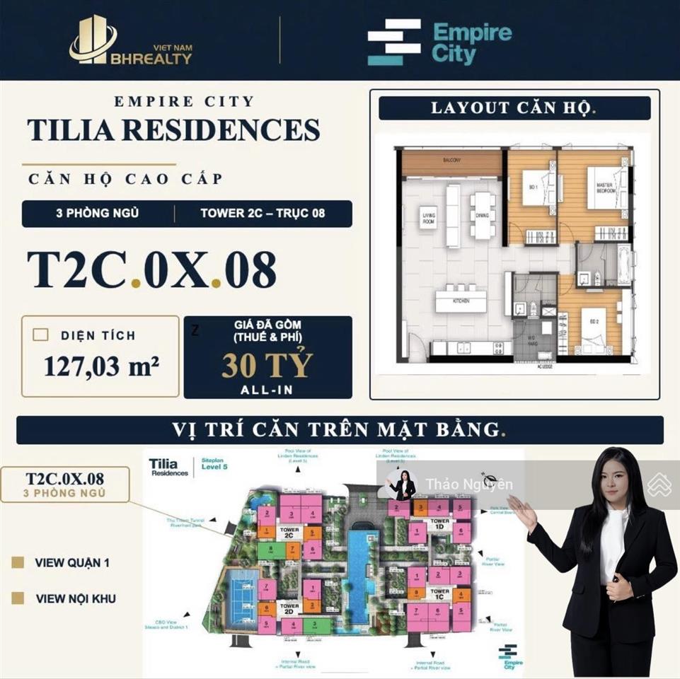 Bán nhanh 3 phòng ngủ tilia đã có sổ hồng, công chứng nhanh, view sông