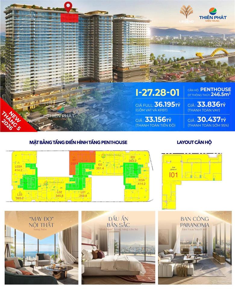 Penthouse tầng cao the legend đà nẵng đáng mua nhất giữa trung tâm sông hàn