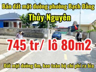 Bán đất mặt đường 8m, trục đường nhựa, diện tích 80m2 giá 745 tr tại phường bạch đằng, hải phòng