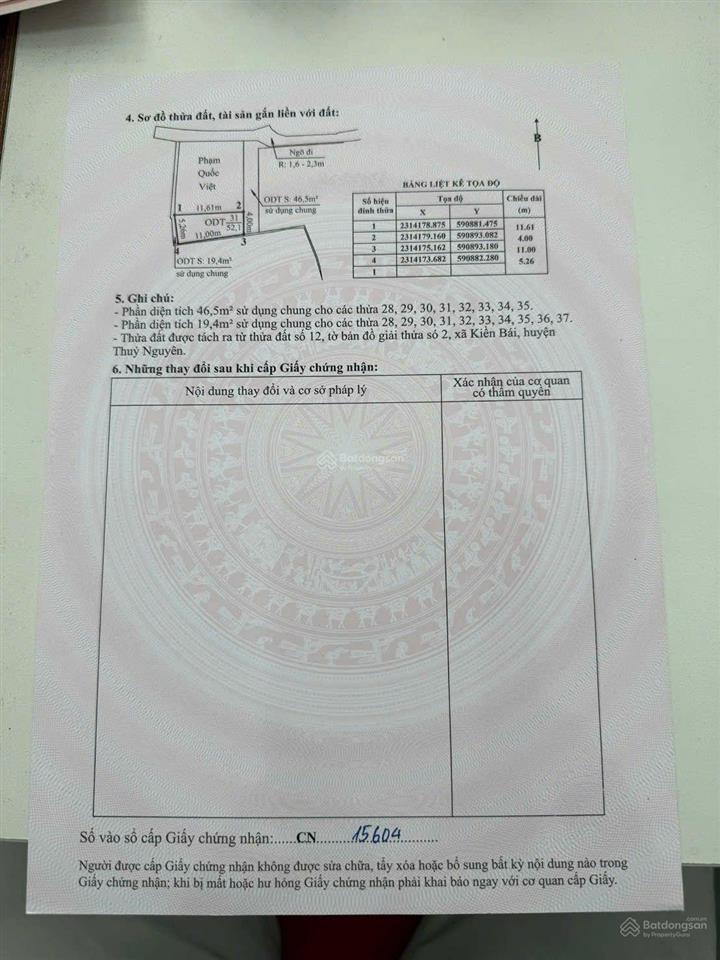 1 lô duy nhất tại phường thiên hương, 52 m2, giá 660 tr, đối diện khu công nghiệp nam cầu kiền