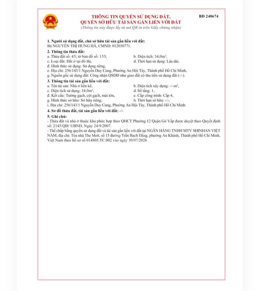 Bán nhà chính chủ 246/143/1 phan huy ich ,dien tich sử dụng 39m2 ..3ty8 .0949 898 ***