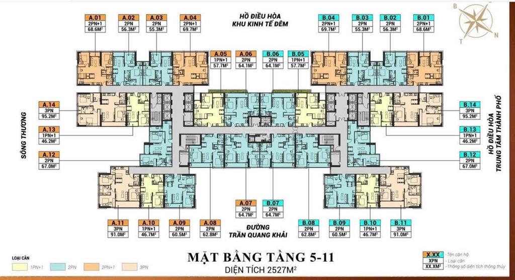 Bán căn hộ cao cấp tại da gold park bắc giang  căn hộ 1pn  dt 46m2  hướng đông nam, view hồ