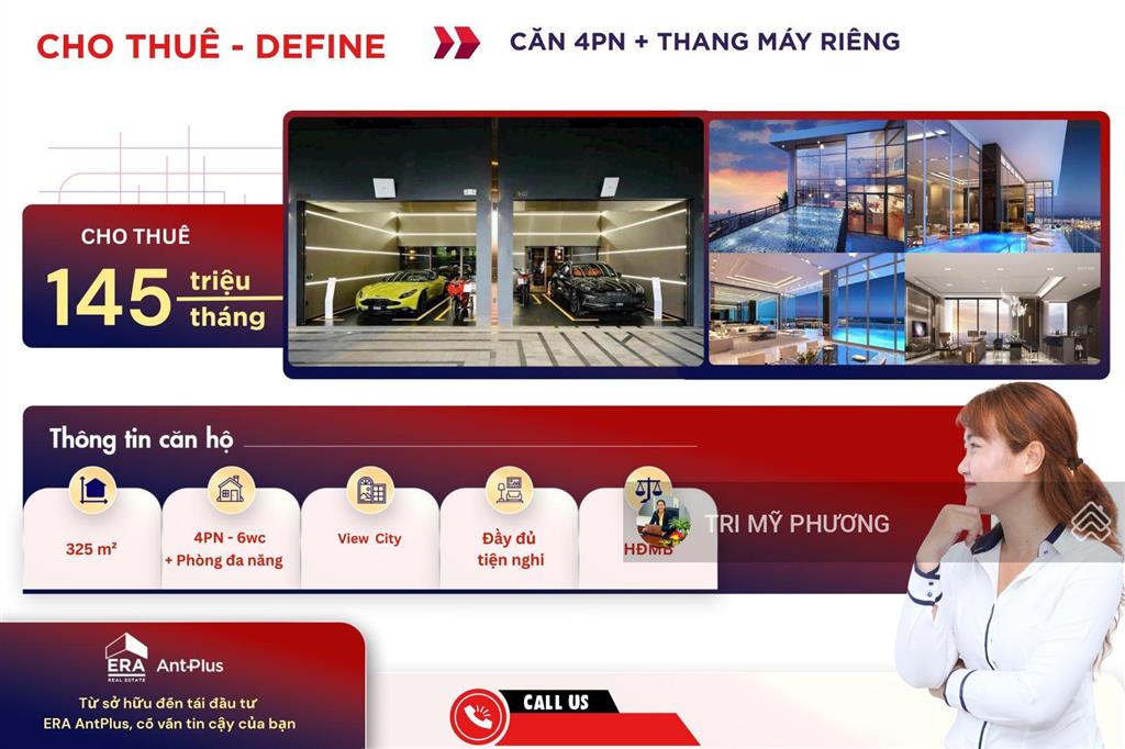 Cho thuê define capitaland  căn 4pn  rộng 325m²  thang máy riêng  view siêu đẹp, private luxury