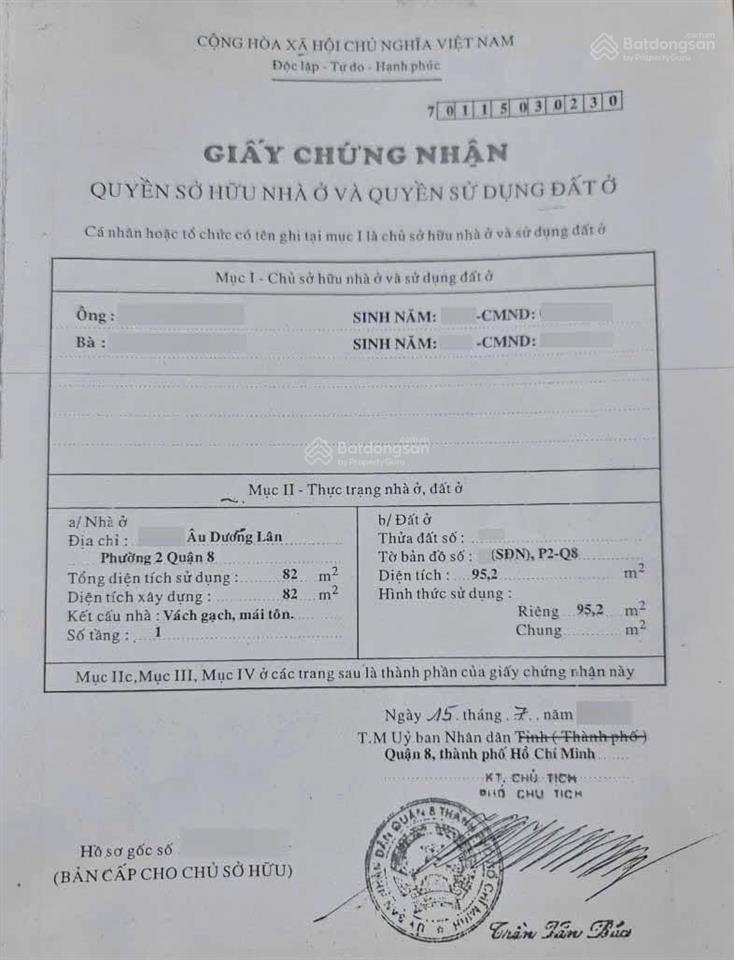 Giảm giá bán nhanh  nhà 4 tầng hẻm 3m âu dương lân. diện tích 95,2m2 (4,6m x 21,56m), giá 8,5 tỷ