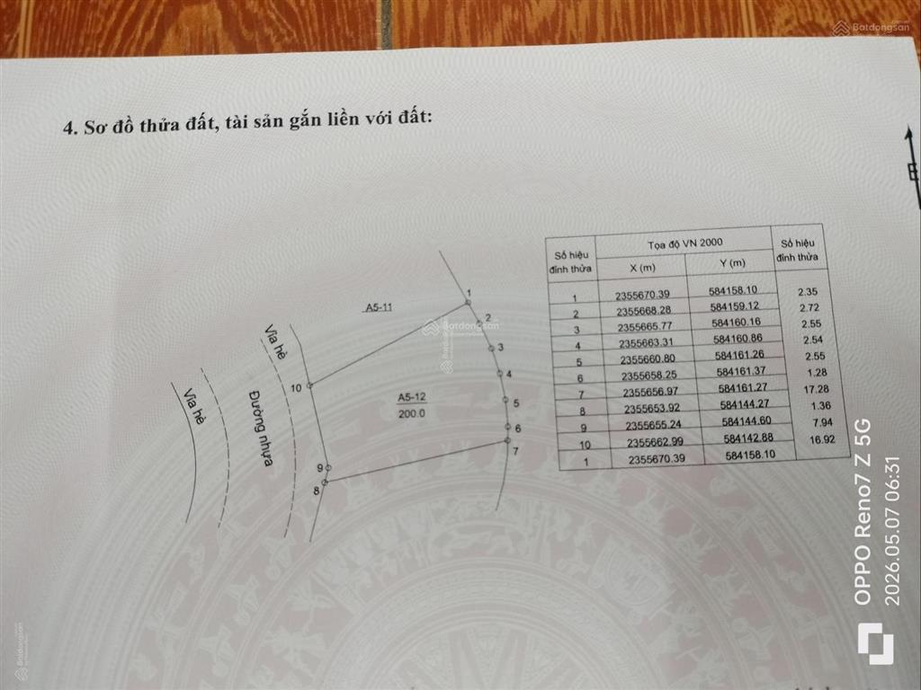 Bán đất full thổ cư 200m2, sổ đỏ chính chủ