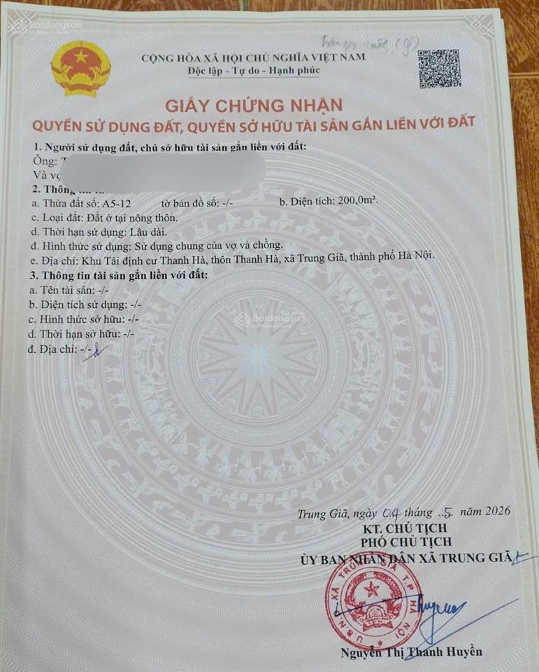 Bán đất full thổ cư 200m2, sổ đỏ chính chủ