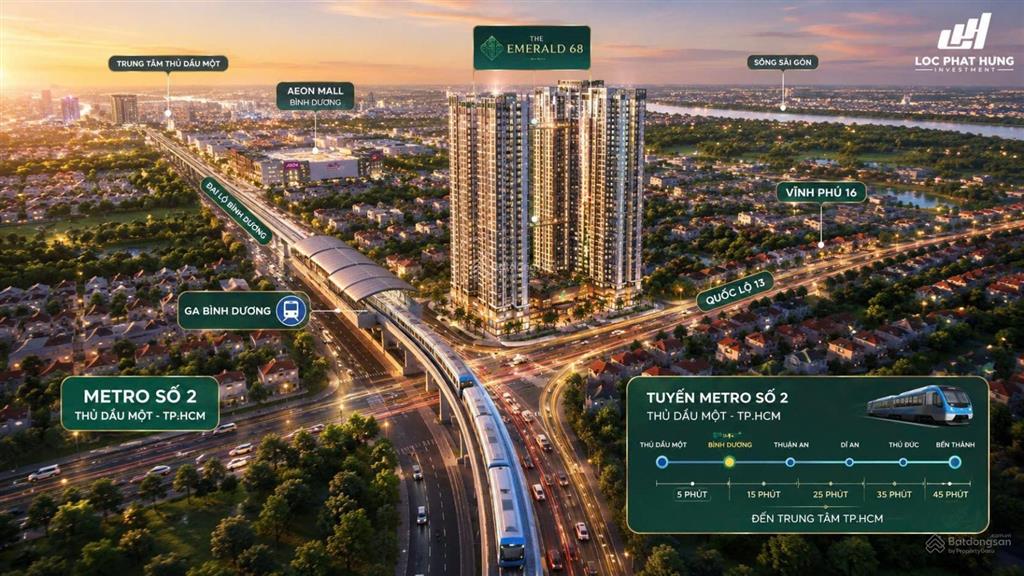 Căn hộ the emerald 68 đi về ngã tư hàng xanh 15 phút, metro số 2 thủ dầu mộttphcm trước dự án