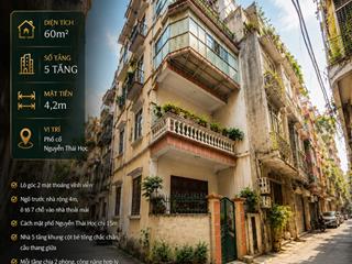 Bán nhà mặt ngõ kim mã  nth , dt 60m2*5 tầng  mt 4,2m lô góc 3 thoáng, ngõ ô tô, 1 nhà ra phố .