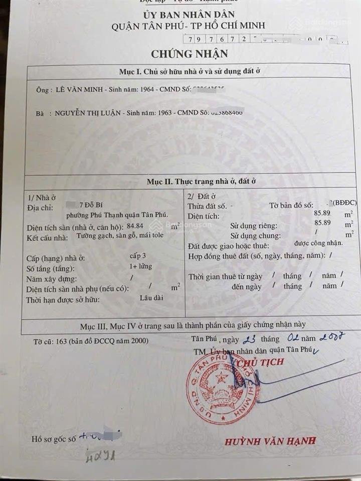 Nhà mặt tiền lô góc giữa đỗ bí & phạm văn xảo  khu bàn cờ  tân phú  86m2 giá hơn 87tr/m2 siêu rẻ