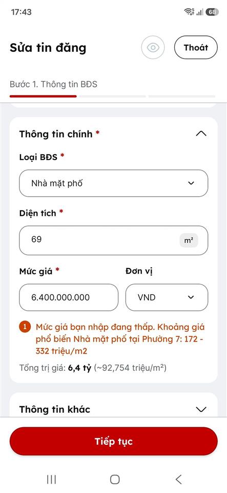 Mặt tiền xuân hồng sát trường chinh & ngã tư bảy hiền  69m2  3 tầng  giá 6.x tỷ