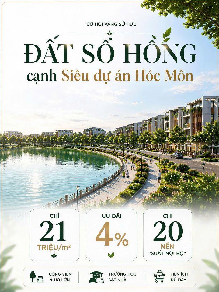 🔥 ĐẤT NỀN SỔ HỒNG RIÊNG SÁT BÊN SIÊU DỰ ÁN HÓC MÔN 🔥