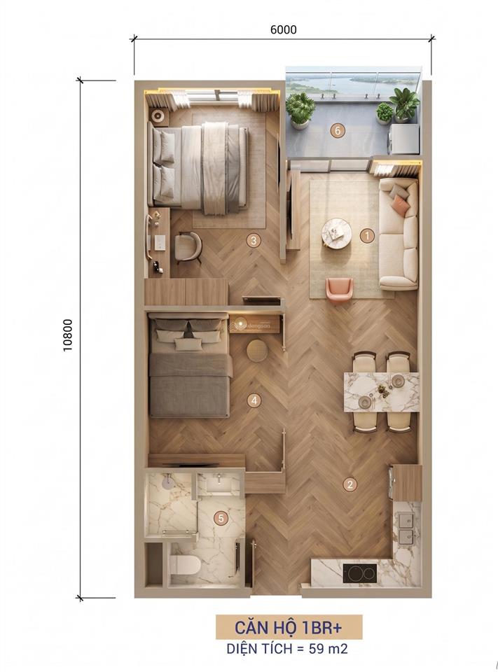 Căn hộ cao cấp sun group slight, khu euro villa 2, 2 pn, diện tích 58m2, giá tts 2.73 tỷ