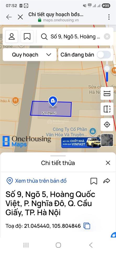 Hoàng quốc việt 50m vị trí đắc địa nhà cũ 3 tầng, xác định bán đất  ngõ thông tứ tung  ô tô
