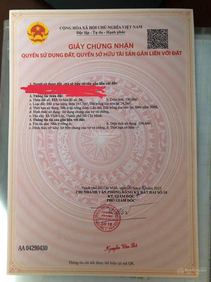 Cần bán kho xưởng gấp 190m2 giá 7 tỷ sổ hồng riêng tại vĩnh lộc a bình chánh.