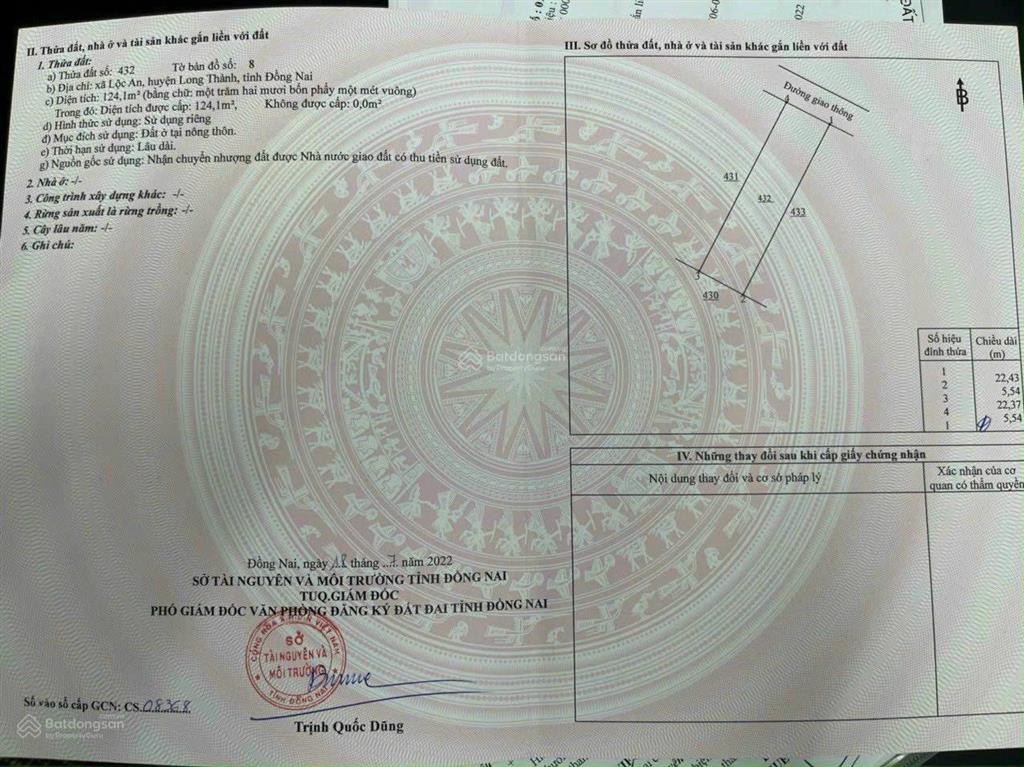 Giảm 200tr chính chủ cần bán nhanh lô đất đẹp ngang 5,5m dài 22m