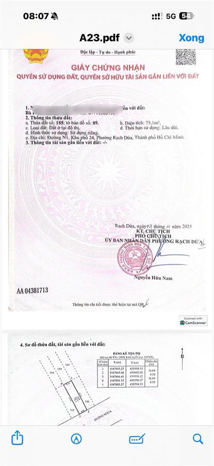 Bán đất tđc phường 10 vũng tàu (p. rạch dừa mới, hcm ), cạnh khu đô thị chí linh