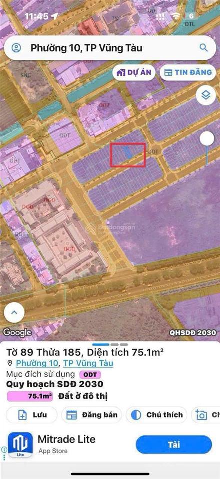 Bán đất tđc phường 10 vũng tàu (p. rạch dừa mới, hcm ), cạnh khu đô thị chí linh